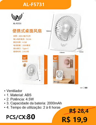 Ventilador PCS/CX:80 R$ 19,9