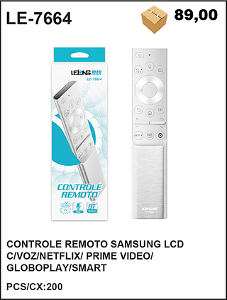 CONTROLE REMOTO SAMSUNG LCD C/VOZ/NETFLIX/ PRIME VIDEO/ GLOBOPLAY/SMART 200PÇ=89$