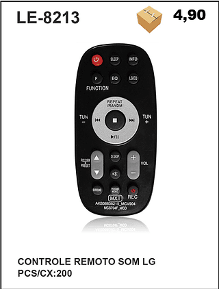CONTROLE REMOTO SOM LG 200PÇ=4,9$