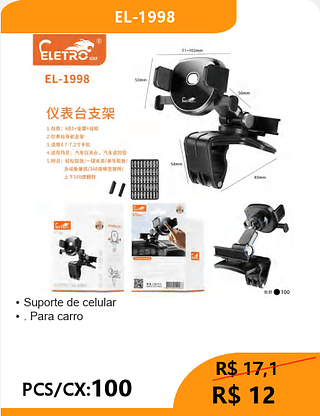 Suporte de celular PCS/CX:100 R$12