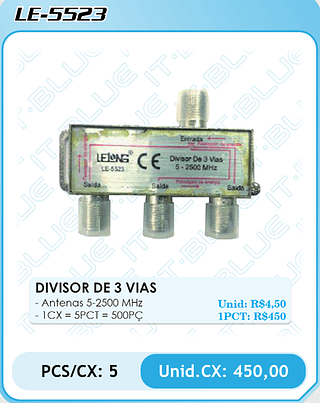 DIVISOR DE 3 VIAS PCS/CX: 5 Unid.CX: 450,00