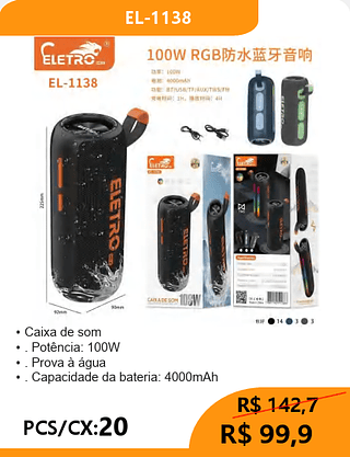 CAIXA DE SOM PCS/CX:20 R$99,9