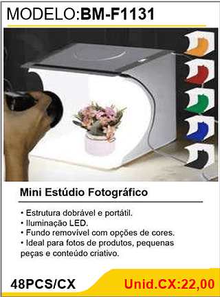Mini Estúdio Fotográfico 48PCS/CX Unid.CX:22,00