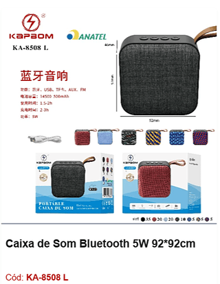 Caixa de Som Bluetooth 5W 92*92cm R$14,85 PCS/CX:100