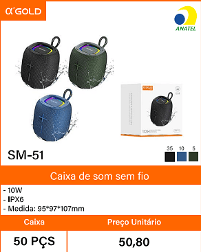 Caixa de som sem fio Caixa 50 PCS Preco Unitario 50,80
