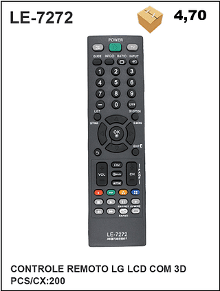 CONTROLE REMOTO LG LCD COM 3D 200PÇ=4,7$