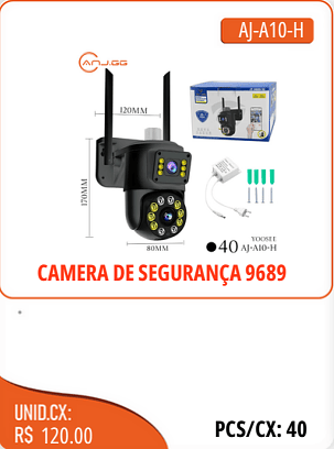 CAMERA DE SEGURANCA 9689 UNID.CX:RS 120.00 PCS/CX:40
