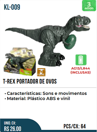 T-REX PORTADOR DE OVOS UNID.CX:RS 26.00 PCS/CX:64