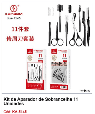 Kit de Aparador de Sobrancelha 11 Unidades R$ 14,4 PCS/cx: 100