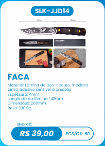 FACA UNID. CX: R$ 39,00 PCS/CX: 60
