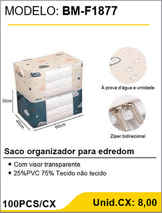 Saco organizador para edredom 100PCS/CX Unid.CX: 8,00