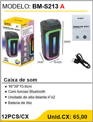 Caixa de som 12PCS/CX Unid.CX: 65,00