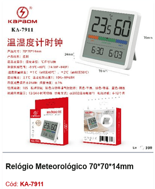 Relógio Meteorológico R$26,1 PCS/Cx:100