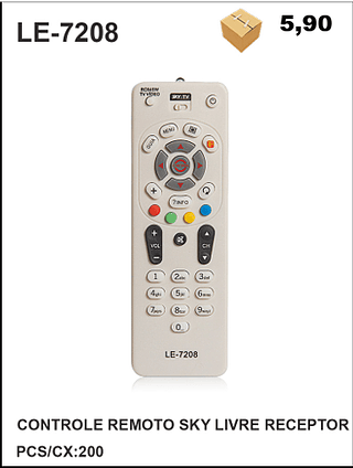 CONTROLE REMOTO SKY LIVRE RECEPTOR 200pç=5,9$