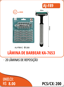 LAMINA DE BARBEAR KA-7653 UNID.CX: RS 8.00 PCS/CX:200