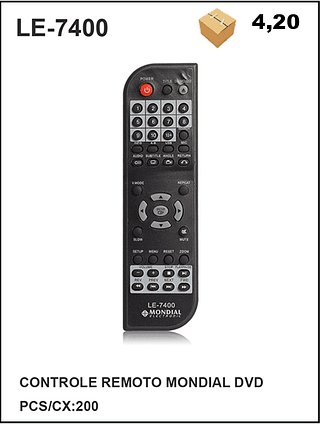 CONTROLE REMOTO MONDIAL DVD 200pç=4,2$