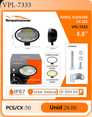 FAROL AUXILIAR DE LED 5.5" PCS/CX:50 Unid:28.00