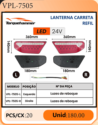 LANTERNA CARRETA REFIL PCS/CX:20 Unid:180.00