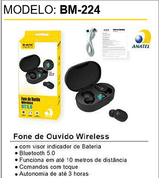 Fone de Ouvido Wireless 100PCS/CX Unid.CX: 12,00