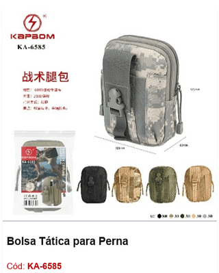 Bolsa Tática para Perna R$ 12,6 PCS/Cx: 200