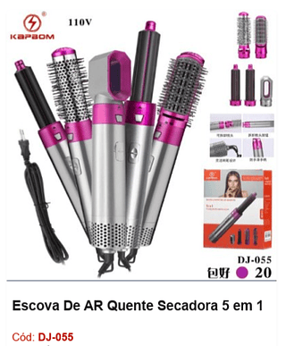 Escova De AR Quente Secadora 5 em 1 R$ 76,5 PCS/Cx: 20