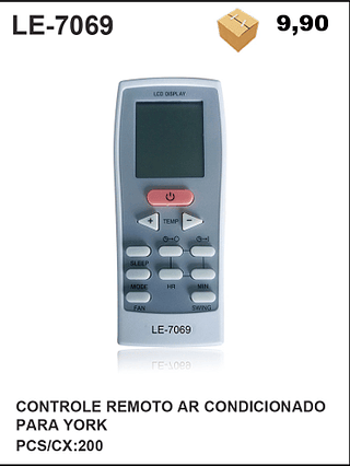 TE-Loea CONTROLE REMOTO AR CONDICIONADO PARA YORK 200pç=9,9$