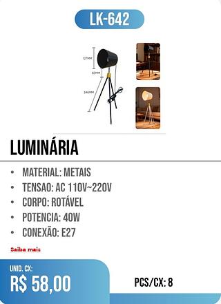 Luminária 8pç=58$
