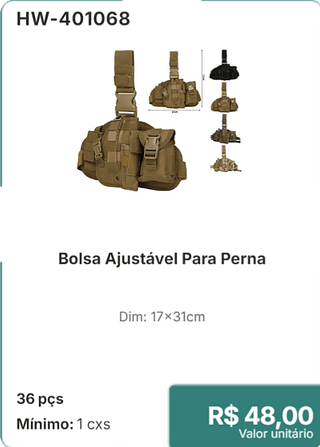 Bolsa Ajustável Para Perna 36 pçs R$ 48,00