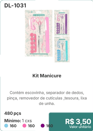Kit Manicure 480 pçs R$ 3,50