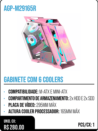 GABINETE COM 6 COOLERS UNID. CX: R$ 280.00 PCS/CX: 1