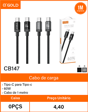 Cabo de carga Caixa 400 PCS Preco Unitario 4,40
