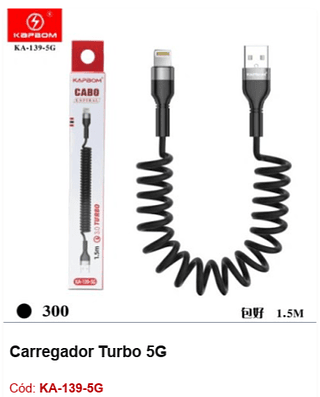 Carregador Turbo 5G R$ 4,05 PCS/cx:300