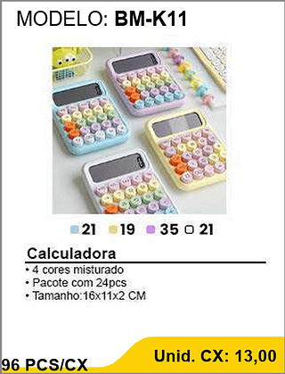 Calculadora 96 PCS/CX Unid. CX: 13,00