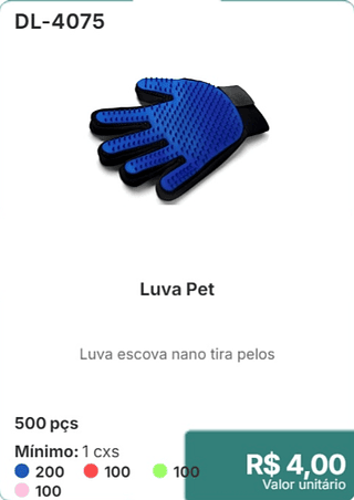 Luva Pet 500 pçs R$ 4.00