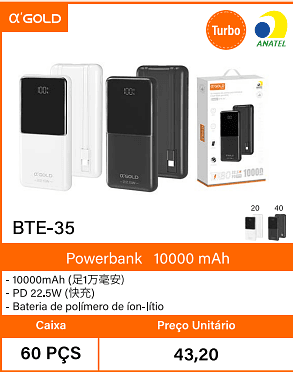 Powerbank10000 mAh - Caixa 60 PCS Preco Unitario 43,20