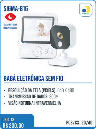 BABÁ ELETRÔNICA SEM FIO UNID. CX: R$ 230.00 PCS/CX: 20
