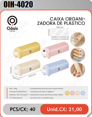 CAIXA ORGANI-ZADORA DE PLASTICO PCS/CX: 40 Unid.CX: 21,00
