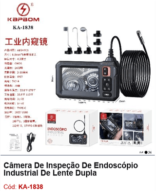 Câmera De Inspeção De Endoscópio Industrial De Lente Dupla R$ 157,5 PCS/CX:36