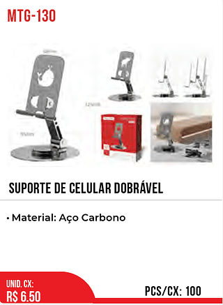 Suporte De Celular Dobrável 100pç=6,5$