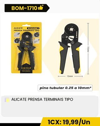 ALICATE PRENSA TERMINAIS TIPO CX: 50PCS 1CX: 19,99/Un