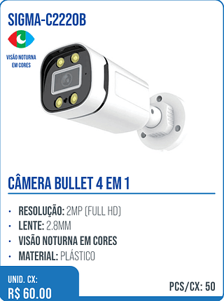 CÂMERA BULLET 4 EM 1 UNID. CX: R$ 60.00 PCS/CX: 50