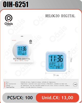 RELOGIO DIGITAL PCS/CX: 100 Unid.CX: 13,00