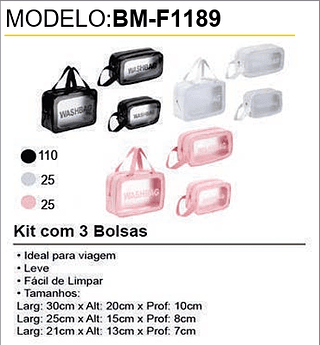 Kit com 3 Bolsas 160kits/CX Unid.CX: 17,50