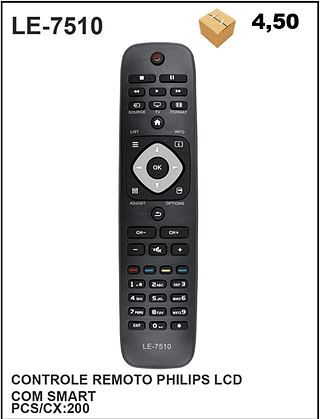 CONTROLE REMOTO PHILIPS LCD COM SMART 200PÇ=4,5$