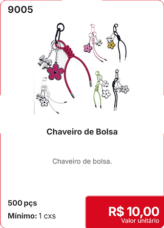 Chaveiro de Bolsa 500 pçs R$ 10,00