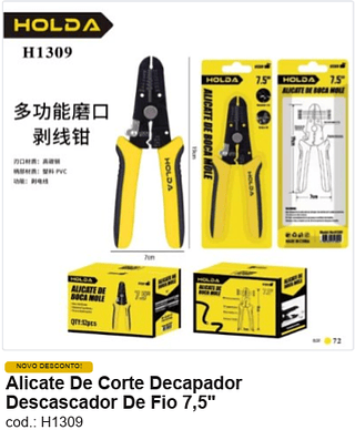 Alicate De Corte Decapador Descascador De Fio 7,5" R$ 15,75 PC/CX:72