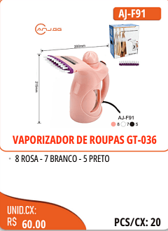 VAPORIZADOR DE ROUPAS GT-036 UNID.CX:RS60.00 PCS/CX:20