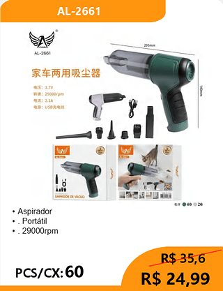 Aspirador PCS/CX:60 R$ 24,99