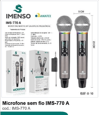 Microfone sem fio R$99 PC/CX 10