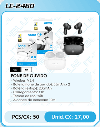 FONE DE OUVIDO PCS/CX: 50 Unid.CX: 27,00